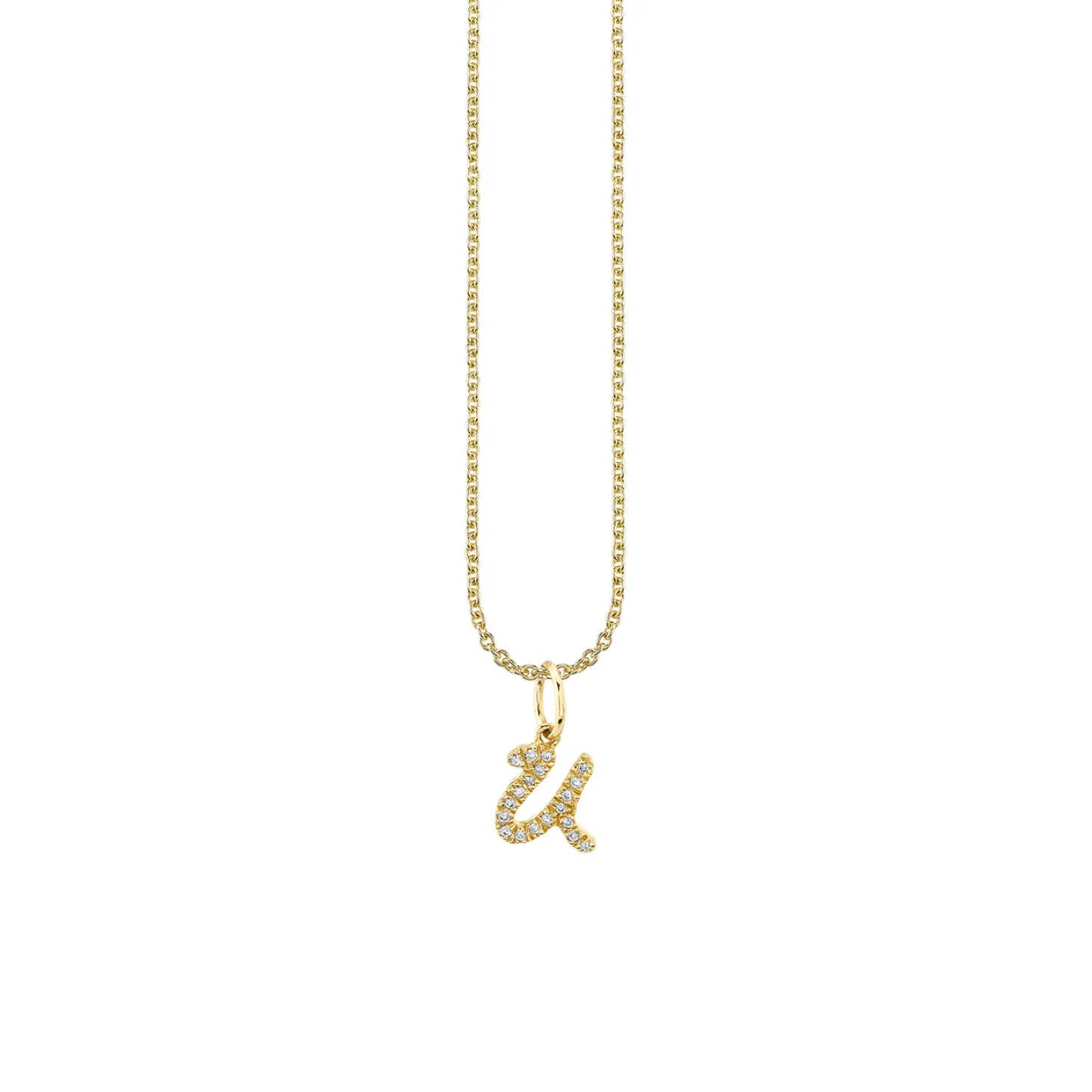 Gold & Diamond Small Initial Charm Necklace