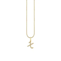 Gold & Diamond Small Initial Charm Necklace