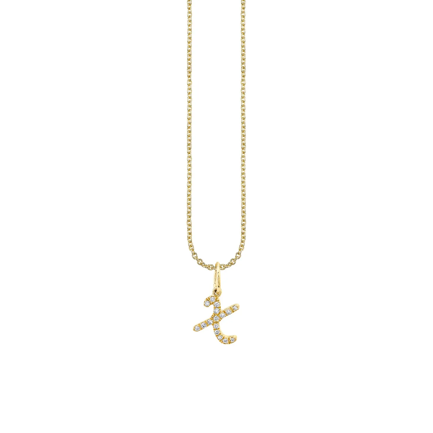 Gold & Diamond Small Initial Charm Necklace