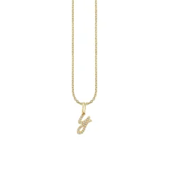Gold & Diamond Small Initial Charm Necklace