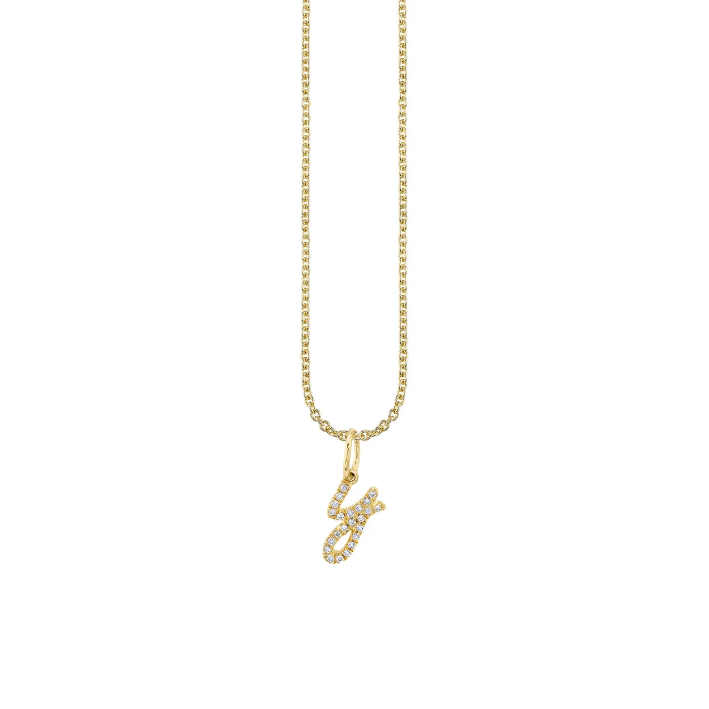Gold & Diamond Small Initial Charm Necklace
