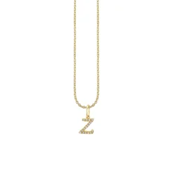 Gold & Diamond Small Initial Charm Necklace