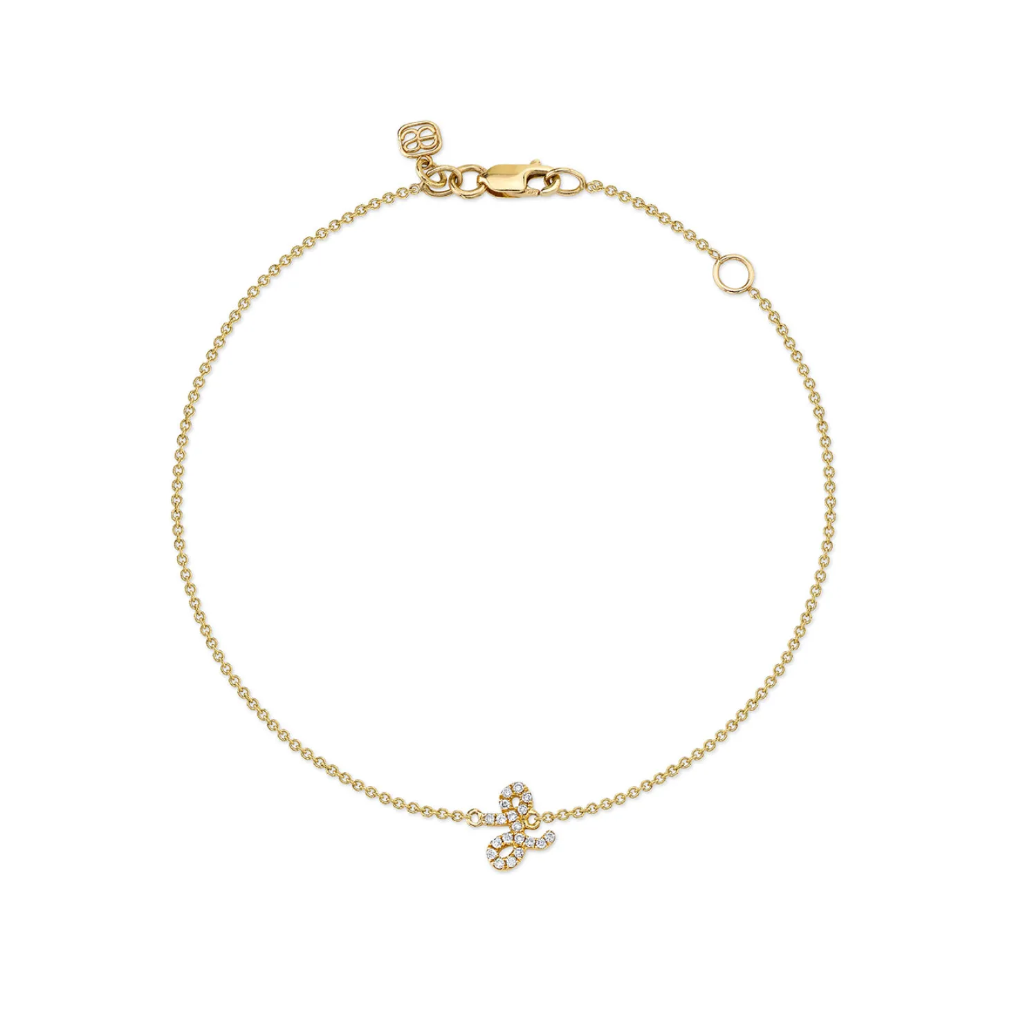 Gold & Diamond Small Initial Bracelet