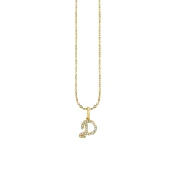 Gold & Diamond Small Initial Charm Necklace