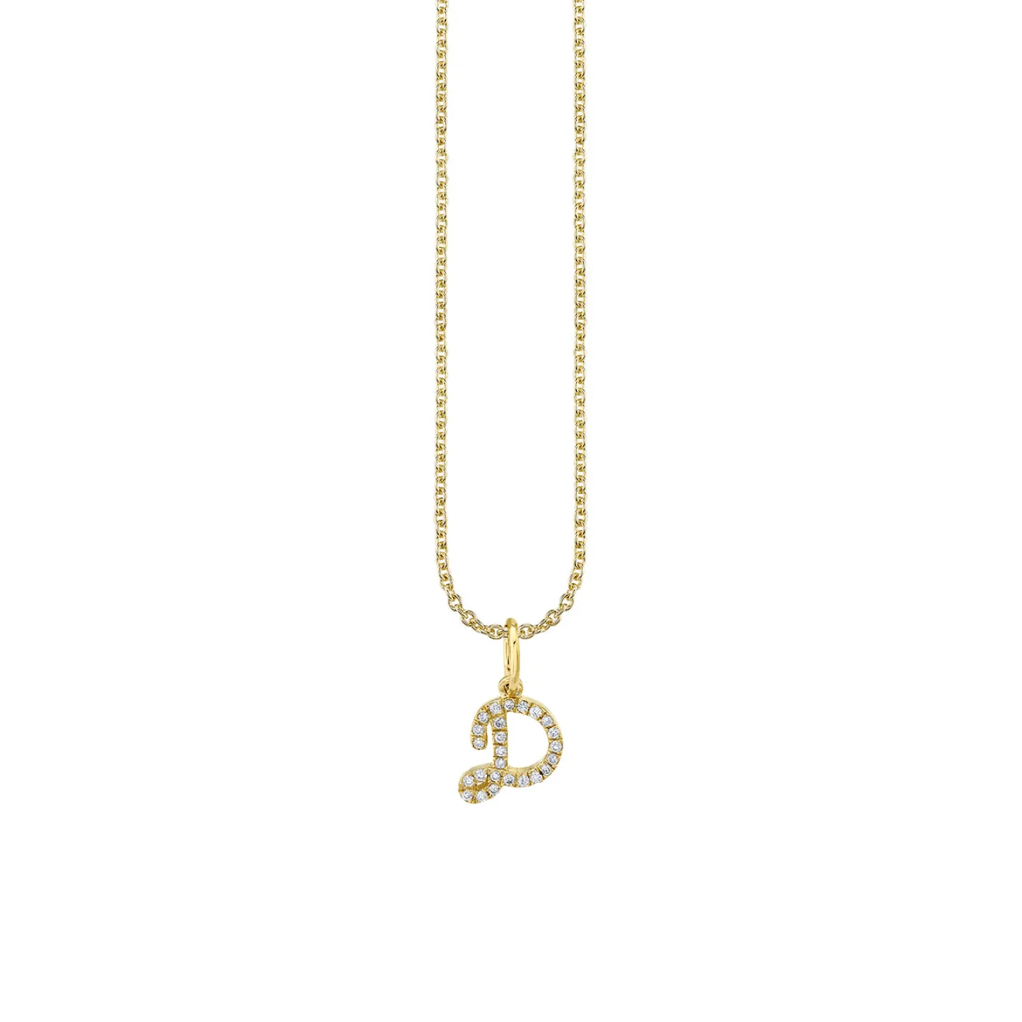 Gold & Diamond Small Initial Charm Necklace