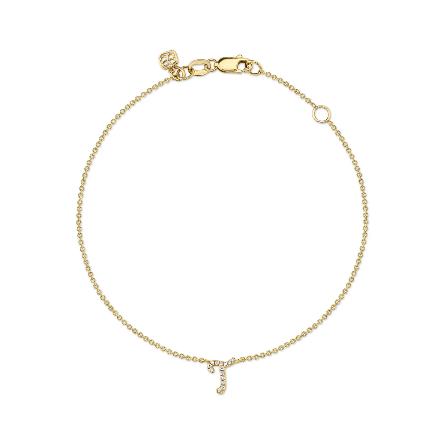 Gold & Diamond Small Initial Bracelet