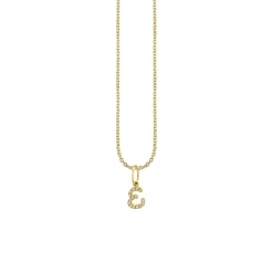Gold & Diamond Small Initial Charm Necklace