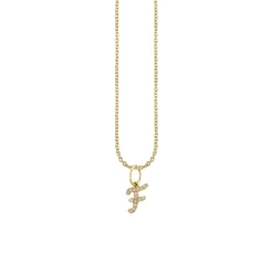 Gold & Diamond Small Initial Charm Necklace