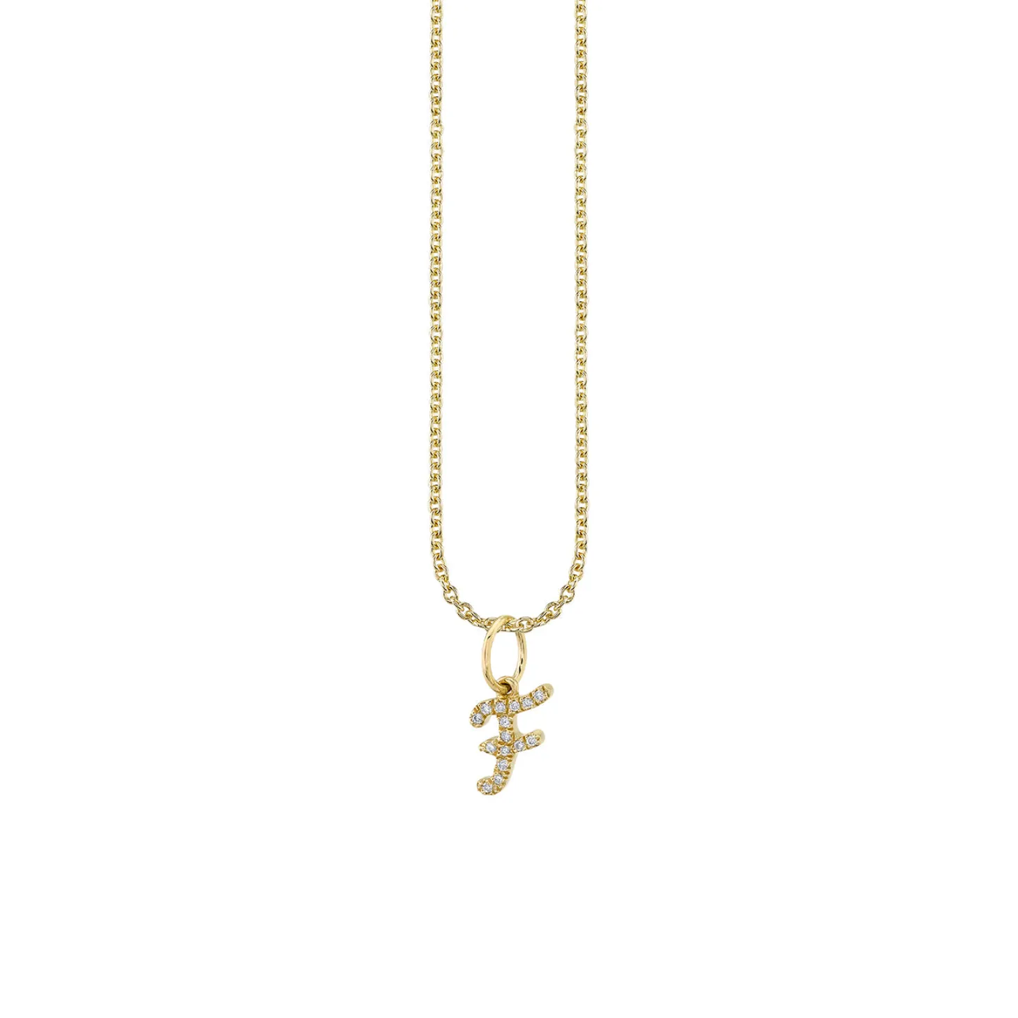 Gold & Diamond Small Initial Charm Necklace