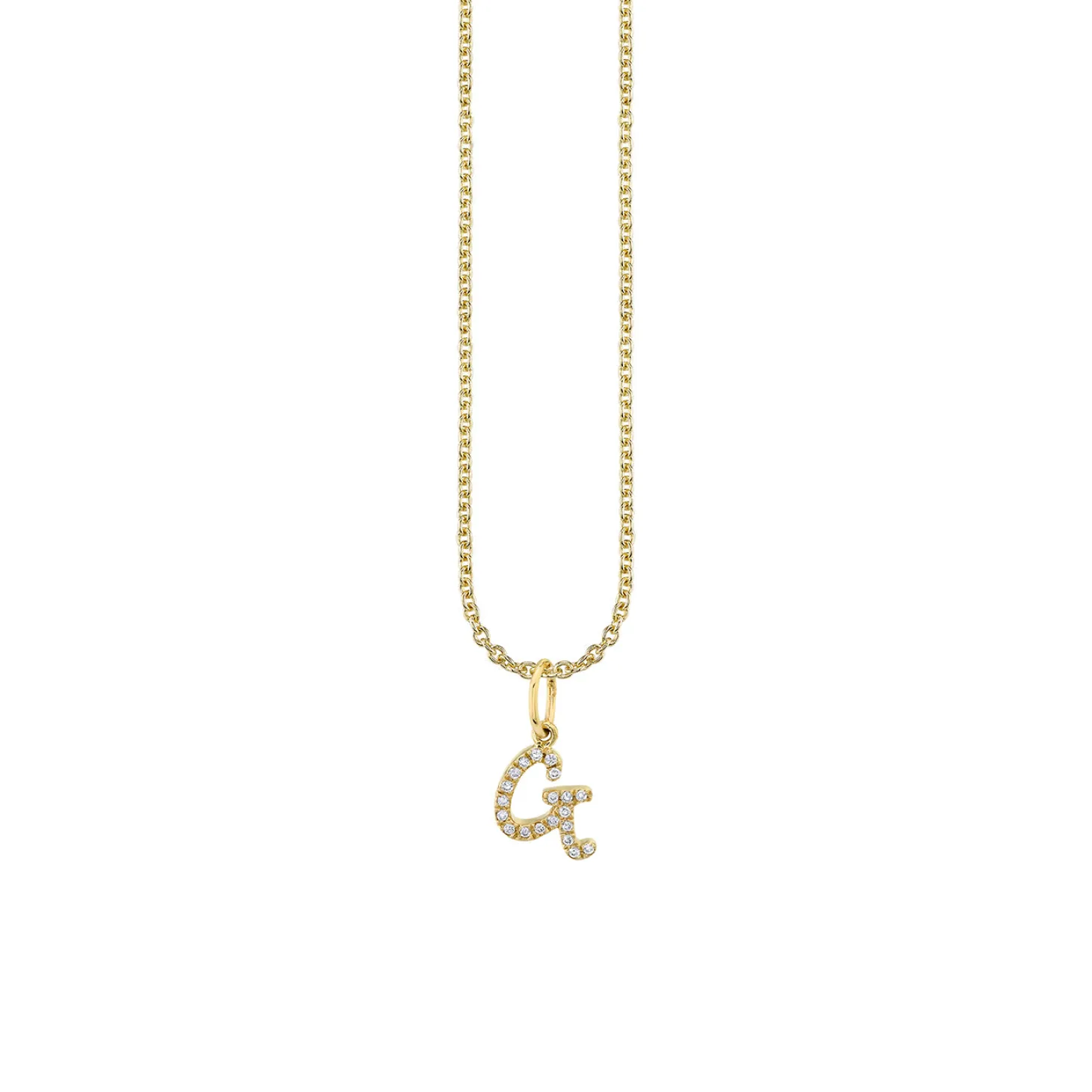 Gold & Diamond Small Initial Charm Necklace