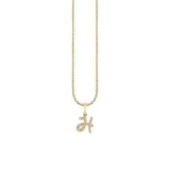 Gold & Diamond Small Initial Charm Necklace