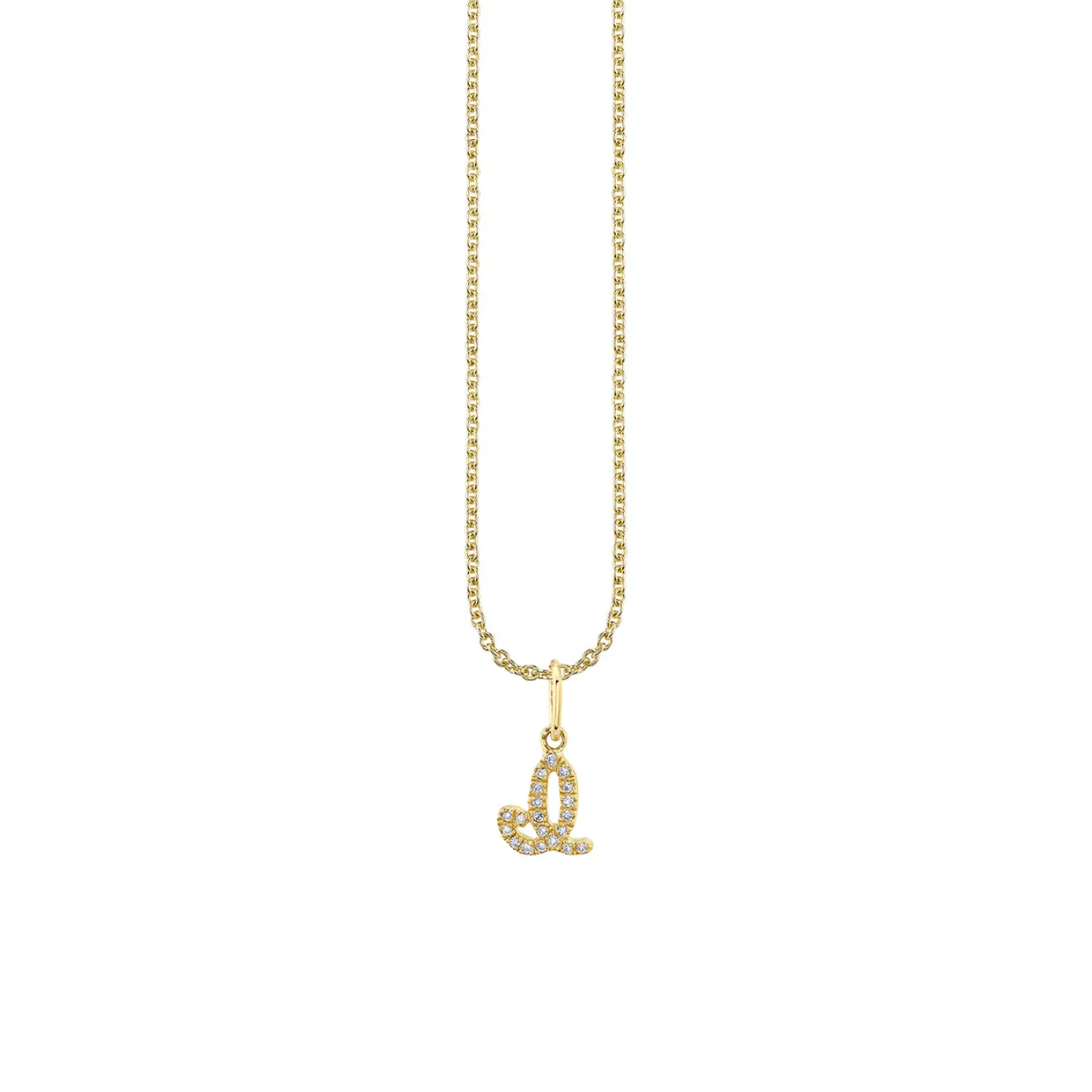 Gold & Diamond Small Initial Charm Necklace