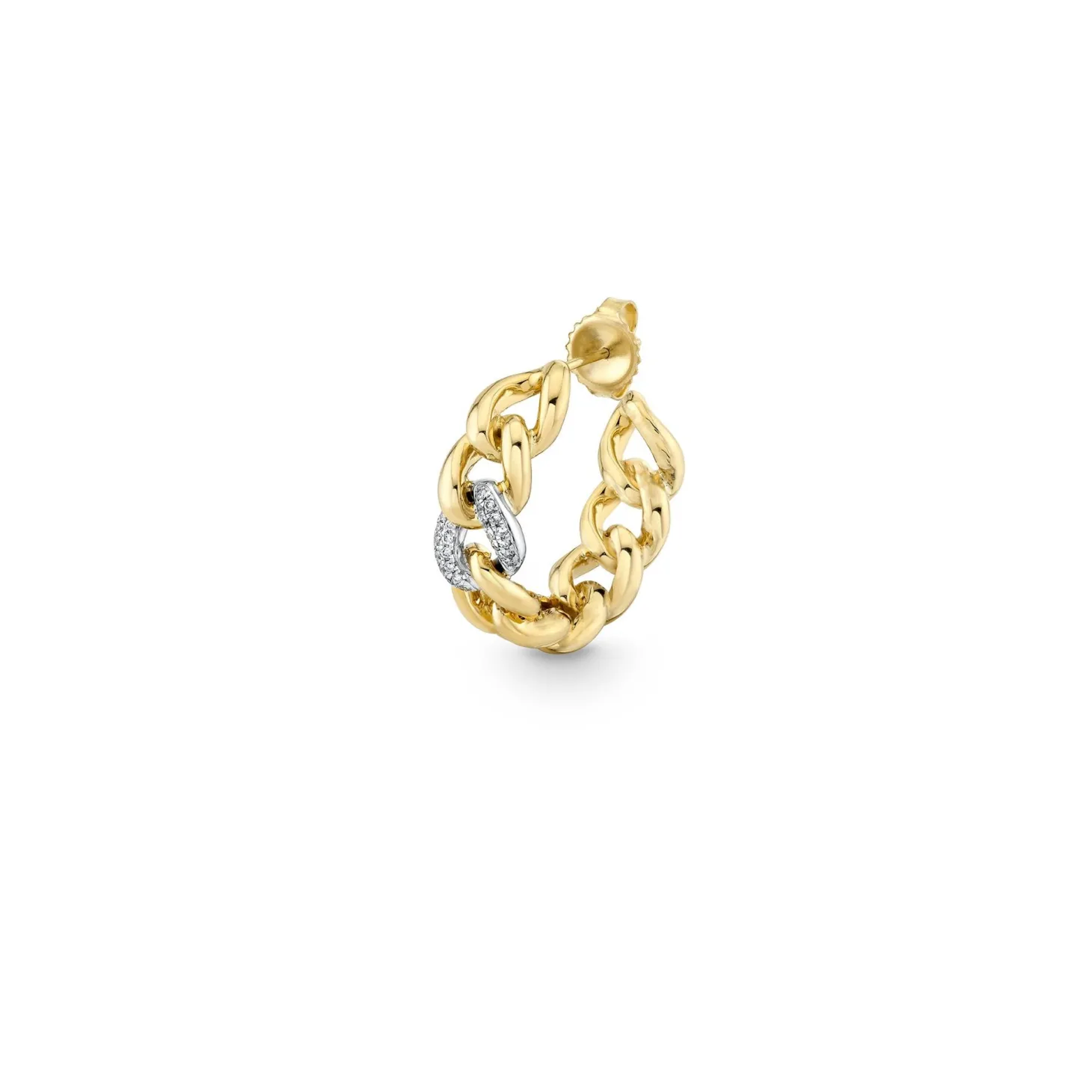 Gold & Diamond Small Link Hoop