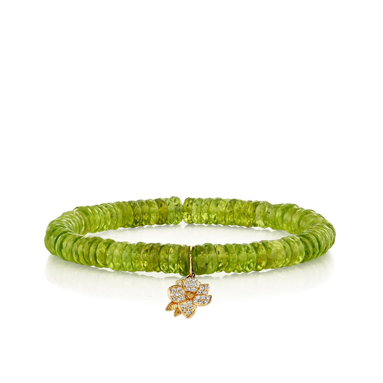 Gold & Diamond Small Magnolia on Peridot