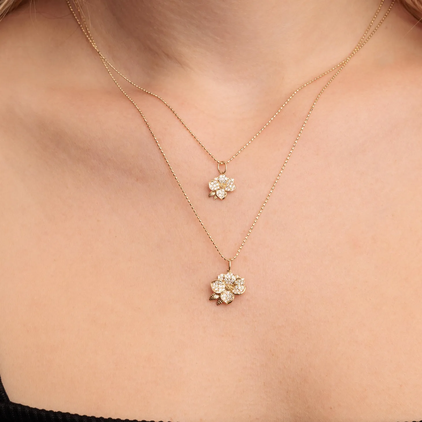 Gold & Diamond Small Magnolia Charm