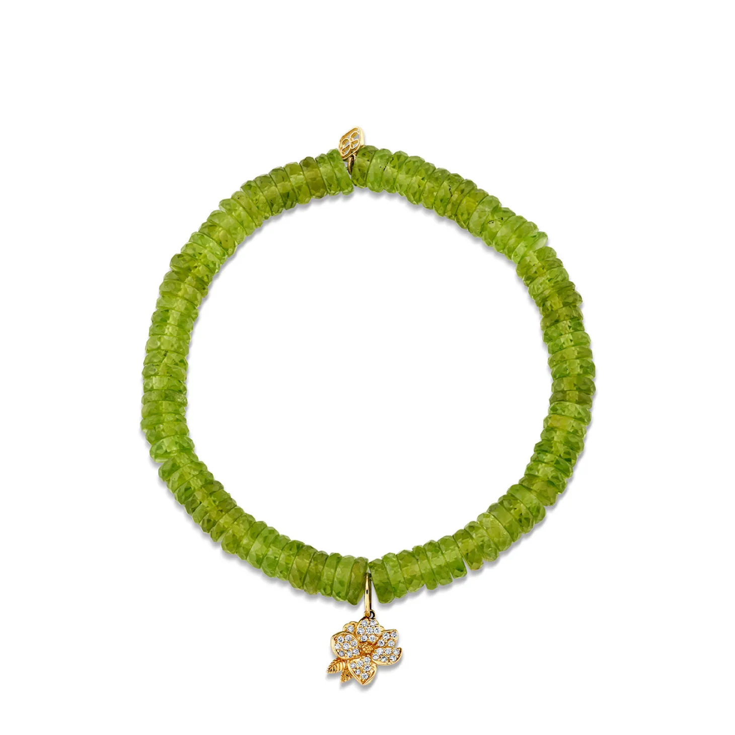 Gold & Diamond Small Magnolia on Peridot