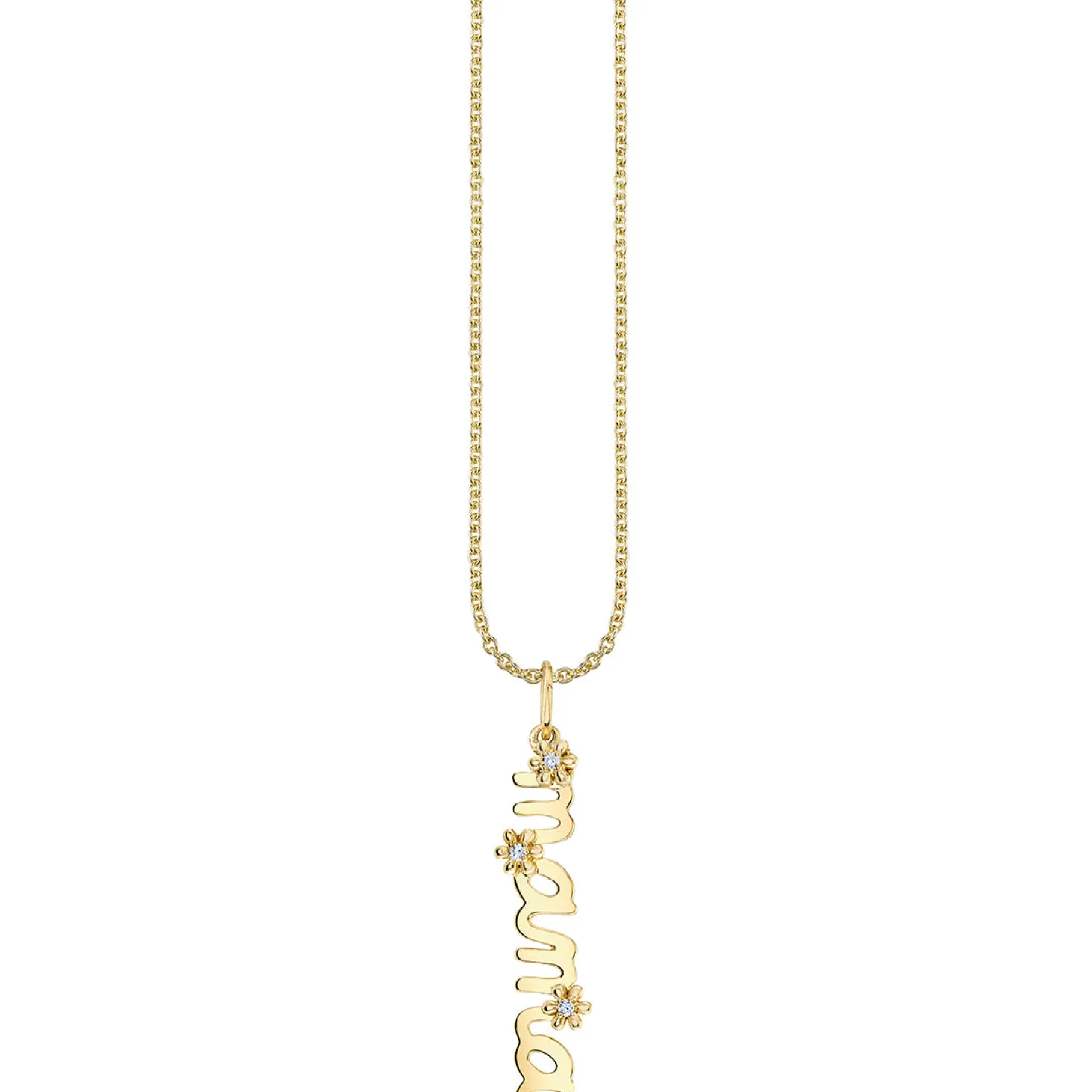 Gold & Diamond Small Mama Script Tiny Daisy Charm
