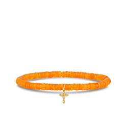 Gold & Diamond Small Marquise Eye Cross on Spessartite