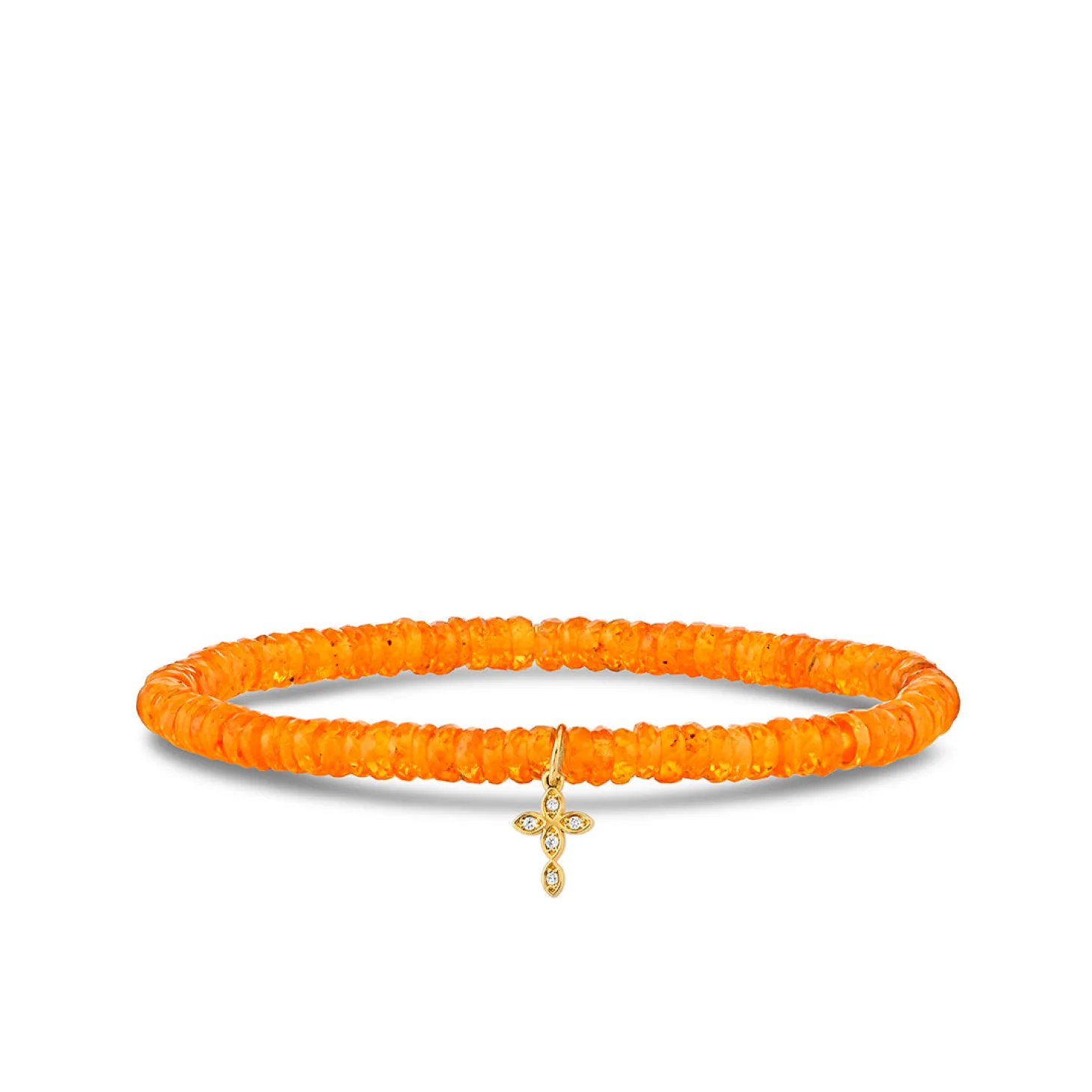 Gold & Diamond Small Marquise Eye Cross on Spessartite
