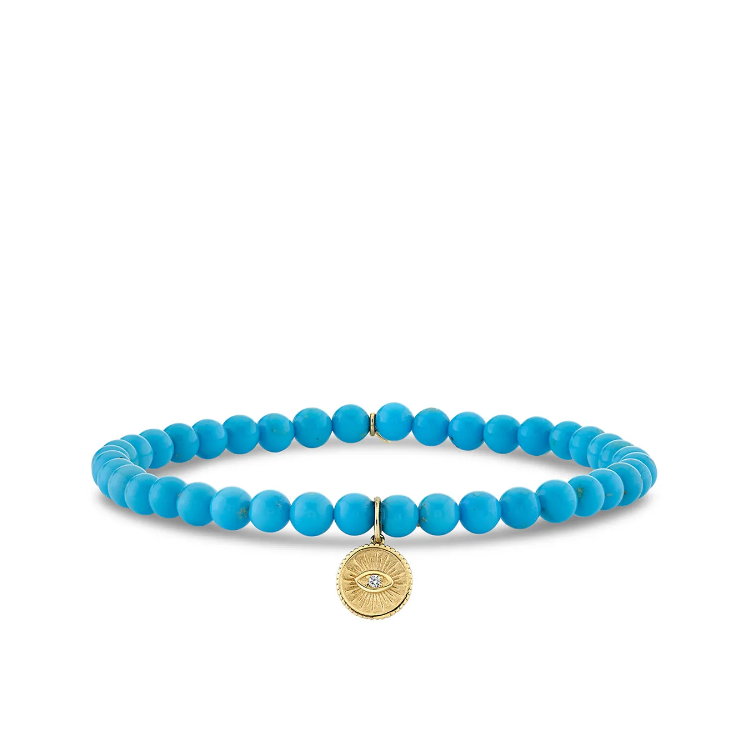 Gold & Diamond Small Marquise Eye Coin on Turquoise