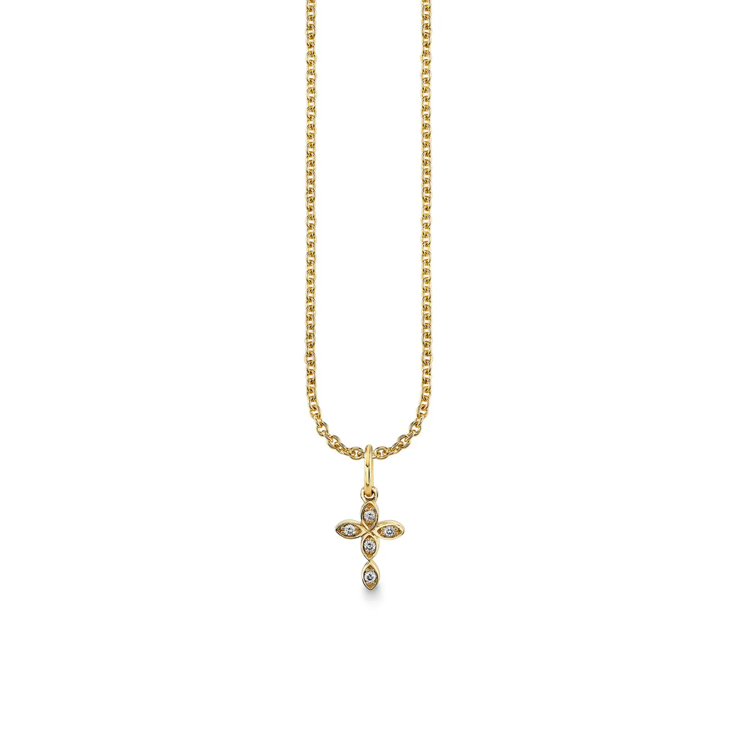 Gold & Diamond Small Marquise Eye Cross Charm