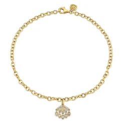 Gold & Diamond Small Marquise Eye Fringe Anklet
