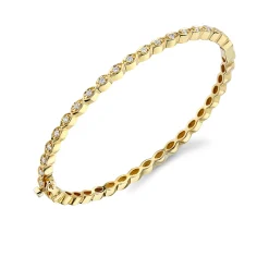 Gold & Diamond Small Marquise Eye Bangle