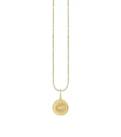 Gold & Diamond Small Marquise Eye Coin Charm