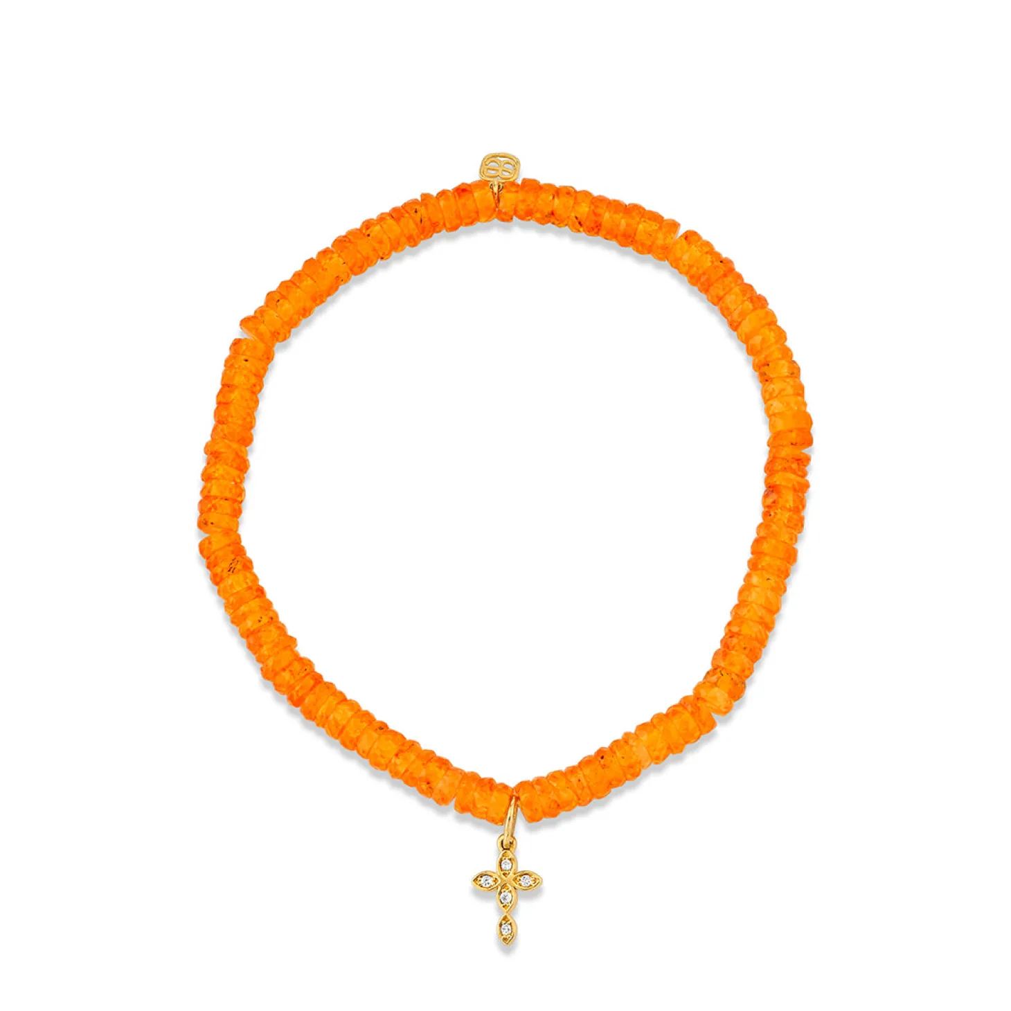 Gold & Diamond Small Marquise Eye Cross on Spessartite