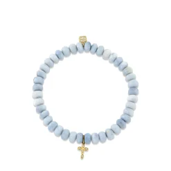 Gold & Diamond Small Marquise Eye Cross on African Opal