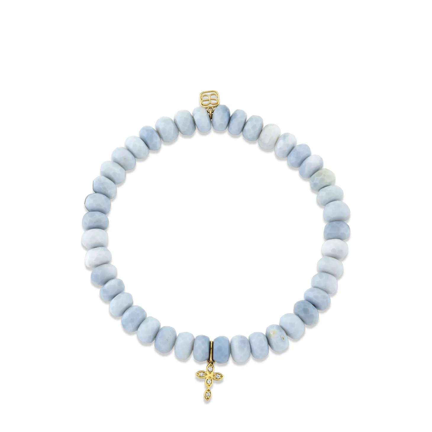 Gold & Diamond Small Marquise Eye Cross on African Opal