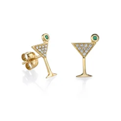 Gold & Diamond Small Martini Glass Stud