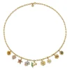 Gold & Diamond Small Multi-Charm Floral Necklace