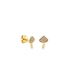 Gold & Diamond Small Mushroom Stud