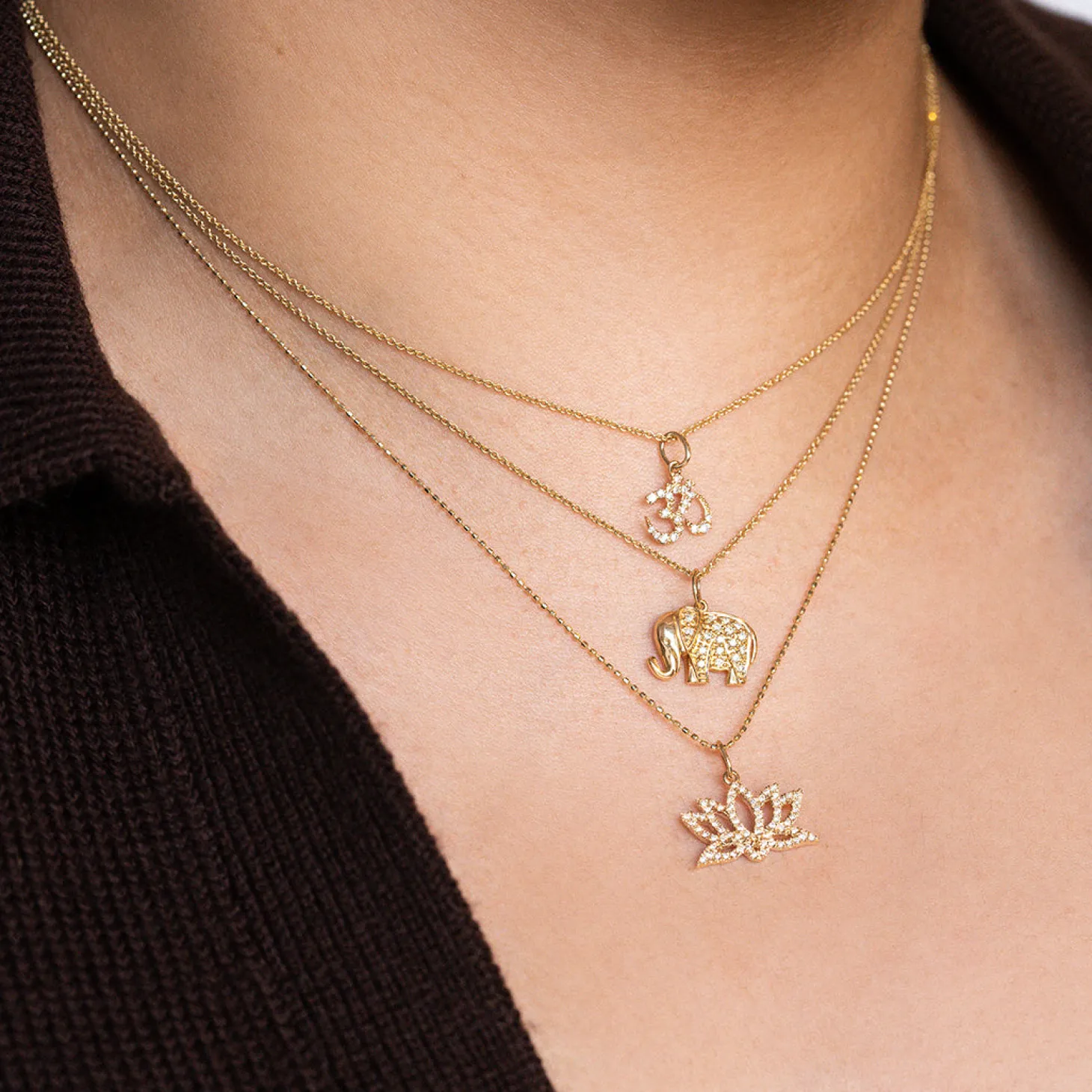 Gold & Diamond Small Om Charm