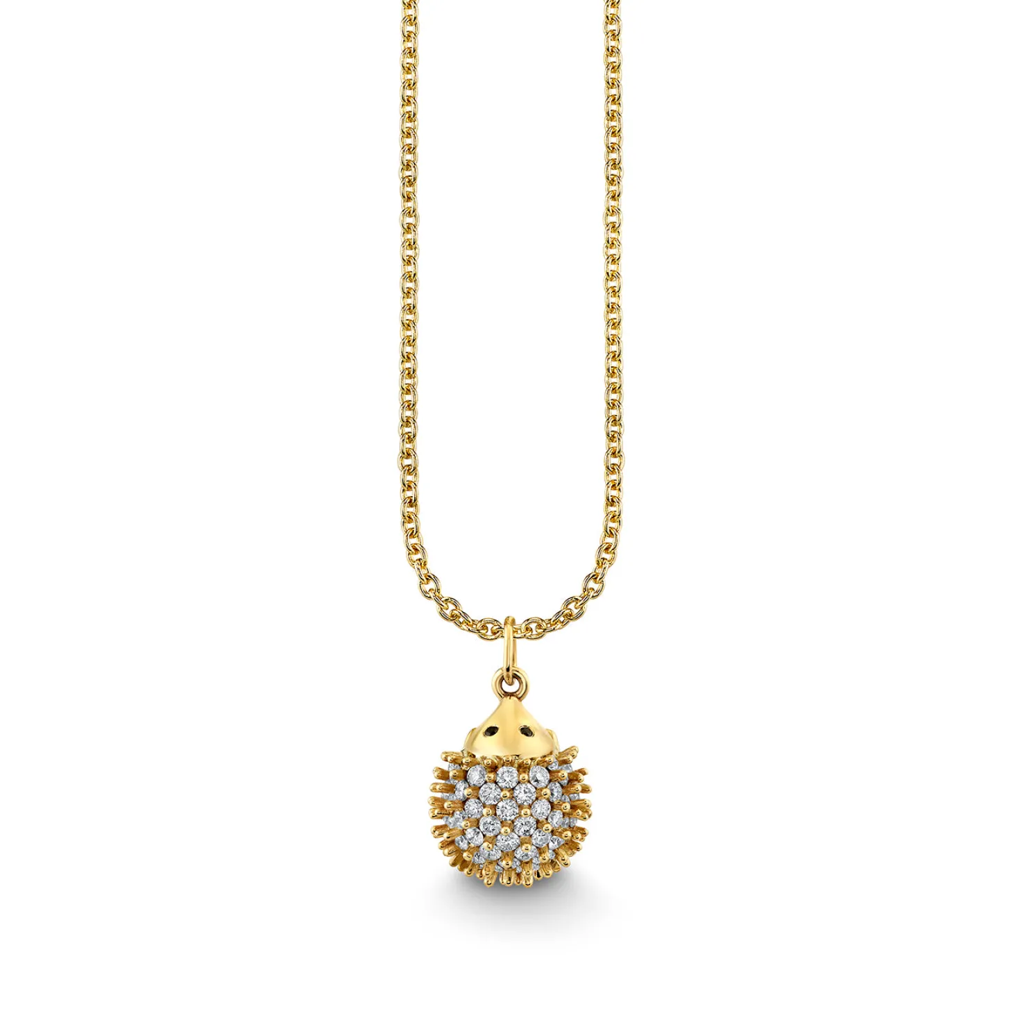 Gold & Diamond Small Pave Hedgehog Charm