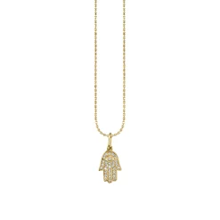 Gold & Diamond Small Pave Hamsa Charm