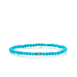 Gold & Diamond Small Pave Rectangle Bead on Turquoise