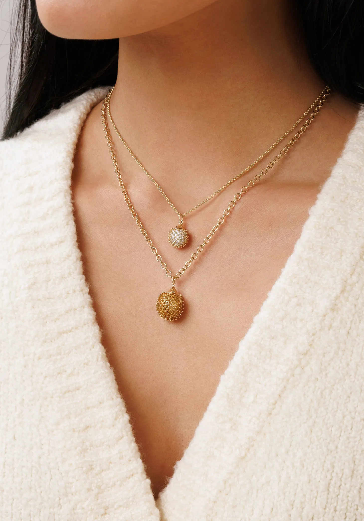 Gold & Diamond Small Pave Hedgehog Charm