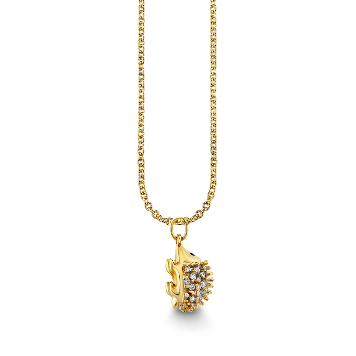 Gold & Diamond Small Pave Hedgehog Charm