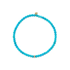 Gold & Diamond Small Pave Rectangle Bead on Turquoise