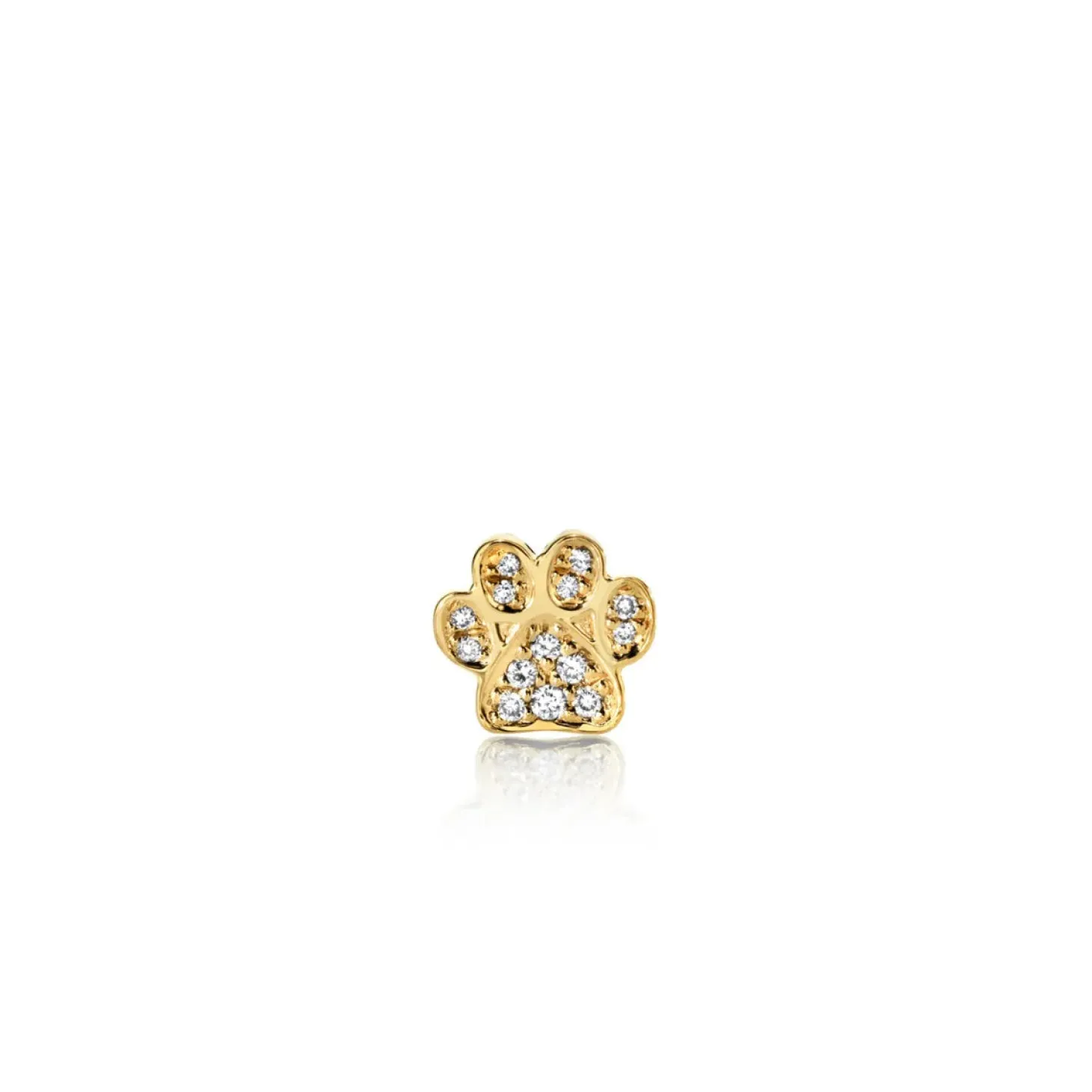 Gold & Diamond Small Paw Stud