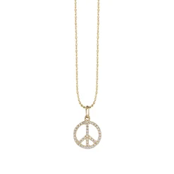 Gold & Diamond Small Peace Sign Charm