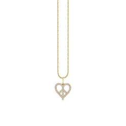 Gold & Diamond Small Peace Heart Charm