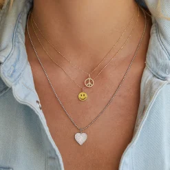 Gold & Diamond Small Peace Sign Charm