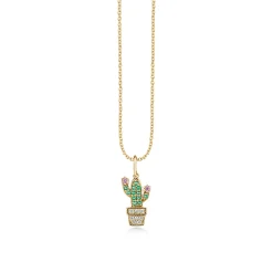 Gold & Diamond Small Potted Cactus Charm