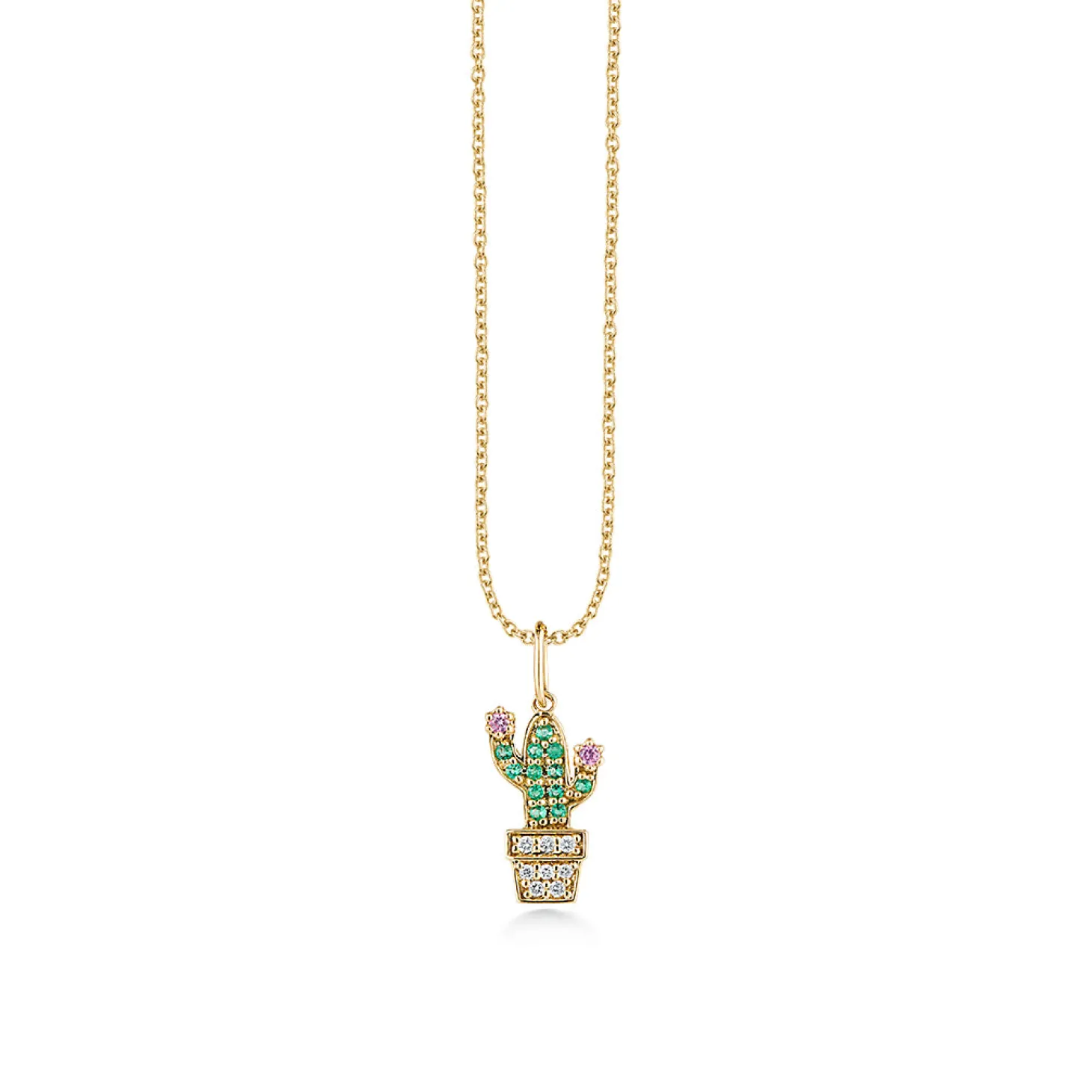 Gold & Diamond Small Potted Cactus Charm