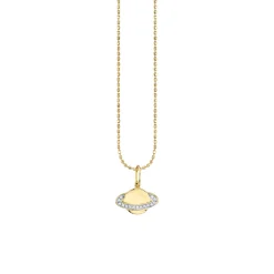Gold & Diamond Small Saturn Charm