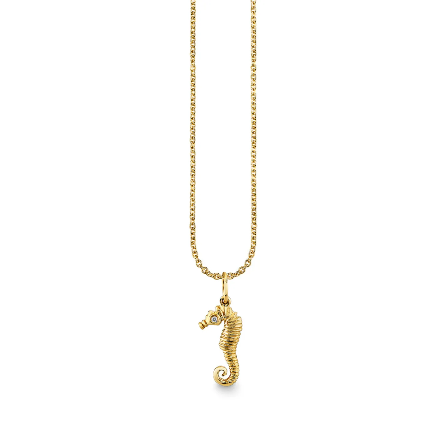 Gold & Diamond Small Seahorse Charm