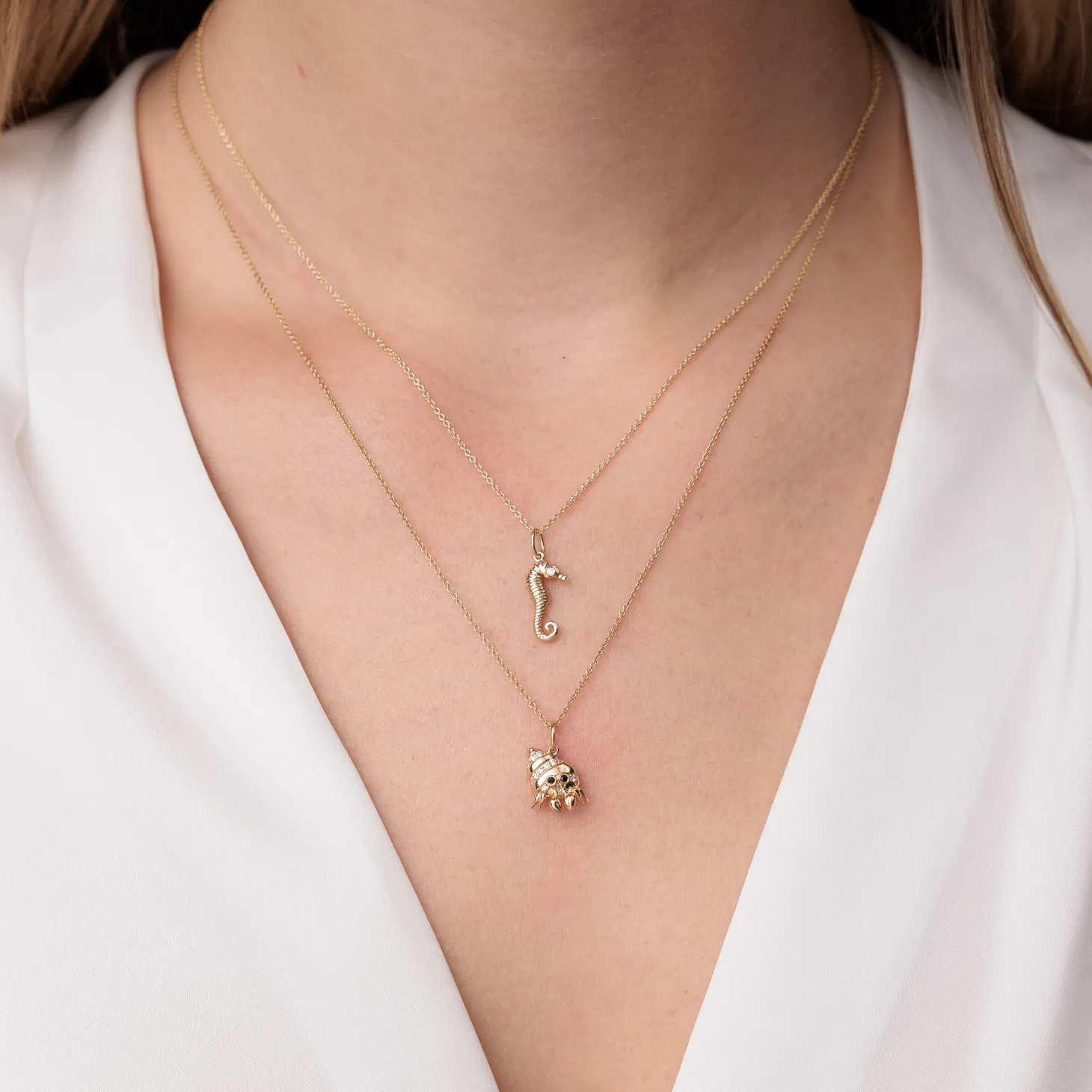 Gold & Diamond Small Seahorse Charm